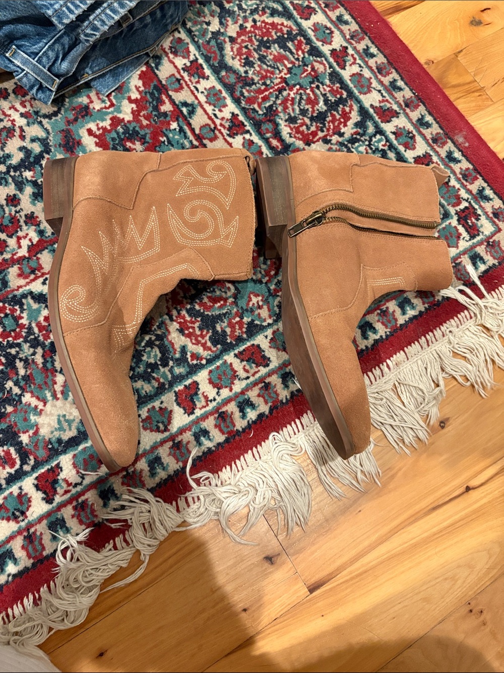 Dingo Brown Suede Western Ankle Boots